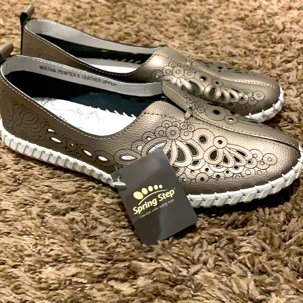 Spring Step Silver Gray Slip-on Shoes